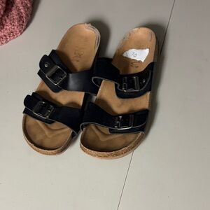 Black Double Strap Sandals